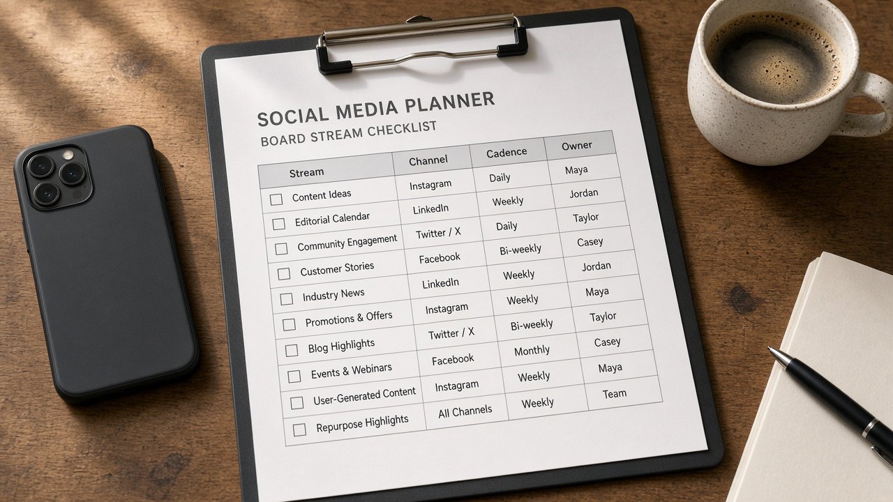 Hootsuite Board Stream Checklist from Board Inventory (No Invented Engagement) with example still - Result