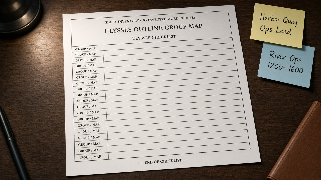 How to Use: Ulysses Outline Group Map from Sheet Inventory (No Invented Word Counts)