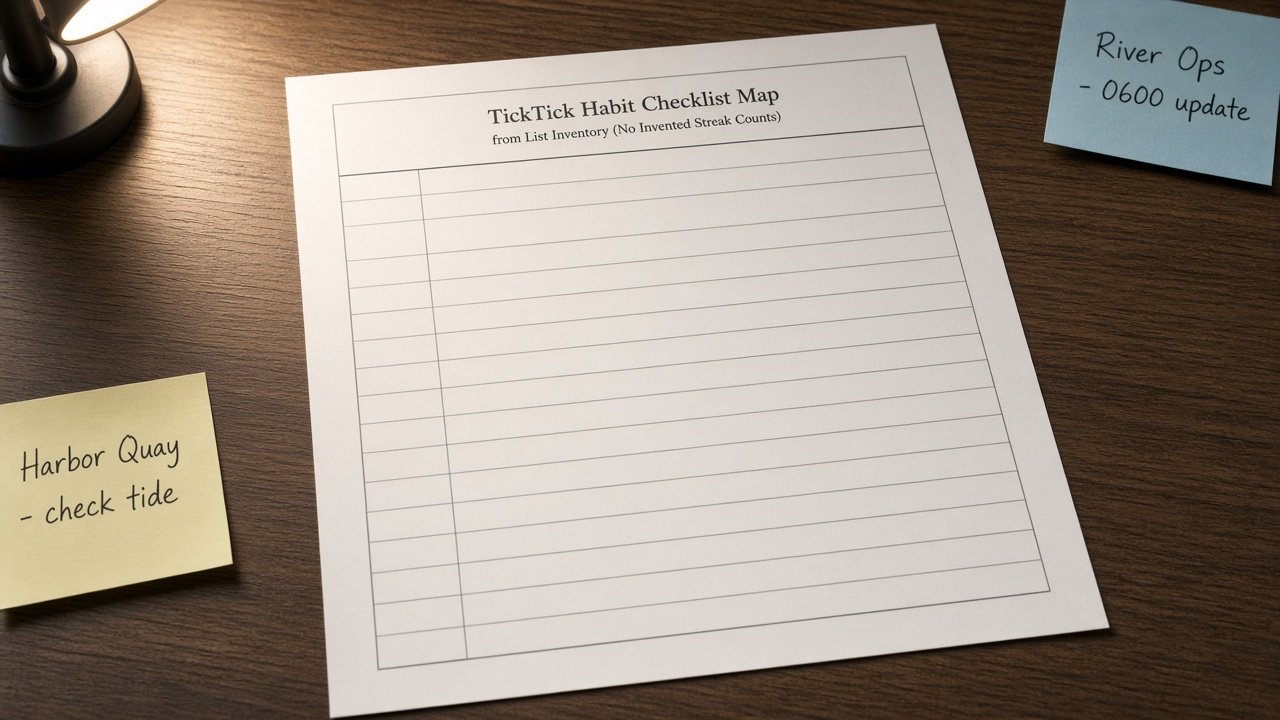 How to Use: TickTick Habit Checklist Map from List Inventory (No Invented Streak Counts)