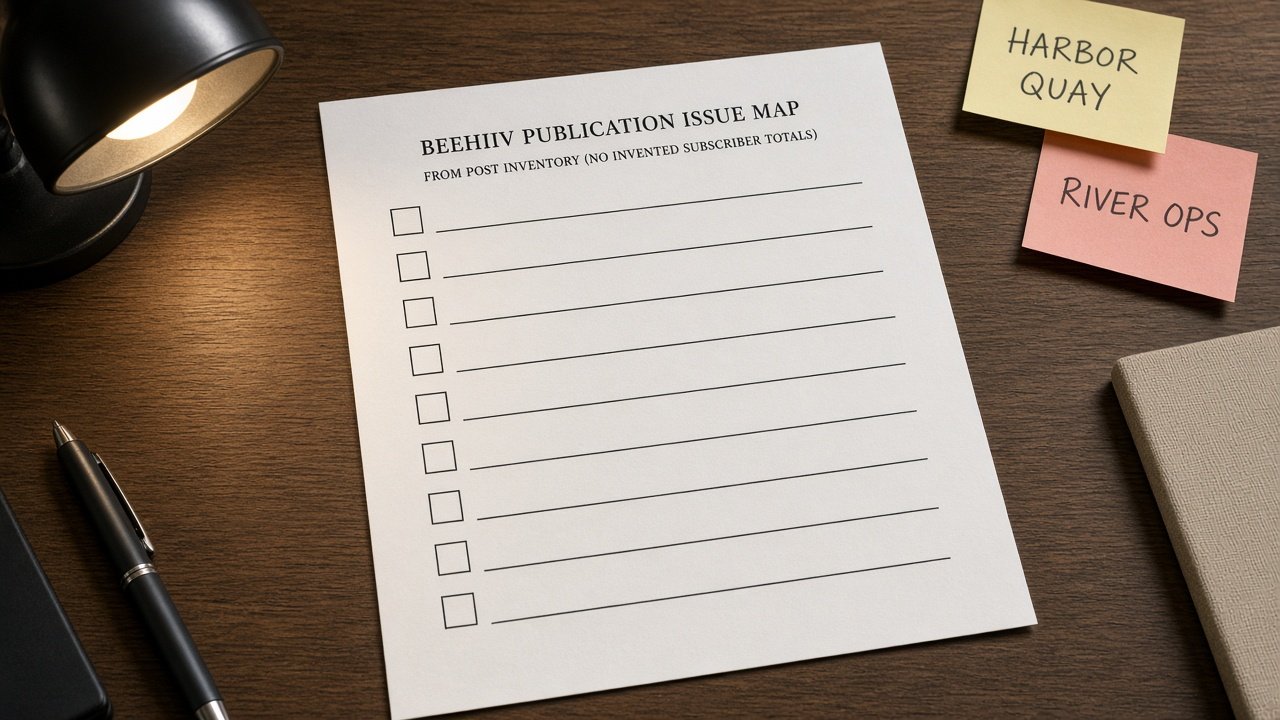 How to Use: Beehiiv Publication Issue Map from Post Inventory (No Invented Subscriber Totals)