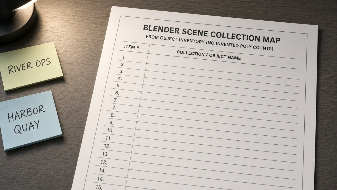 Blender Scene Collection Map from Object Inventory (No Invented Poly Counts) - Result