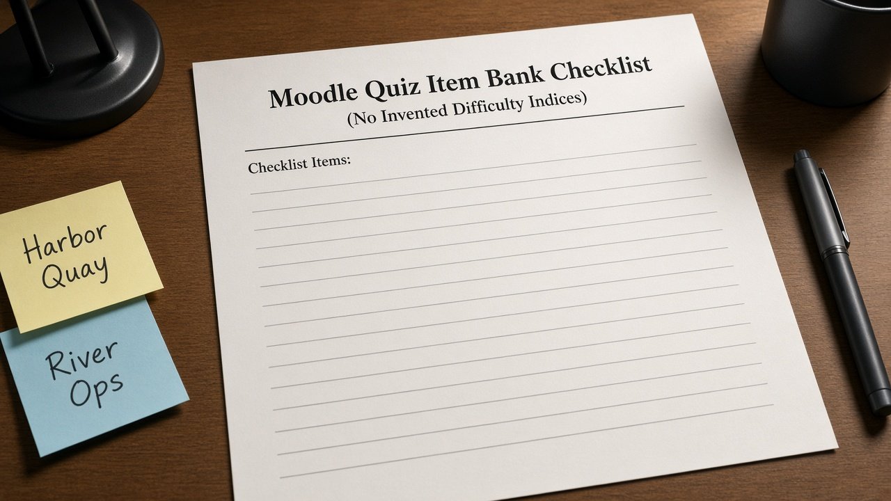 How to Use: Moodle Quiz Item Bank Checklist (No Invented Difficulty Indices)