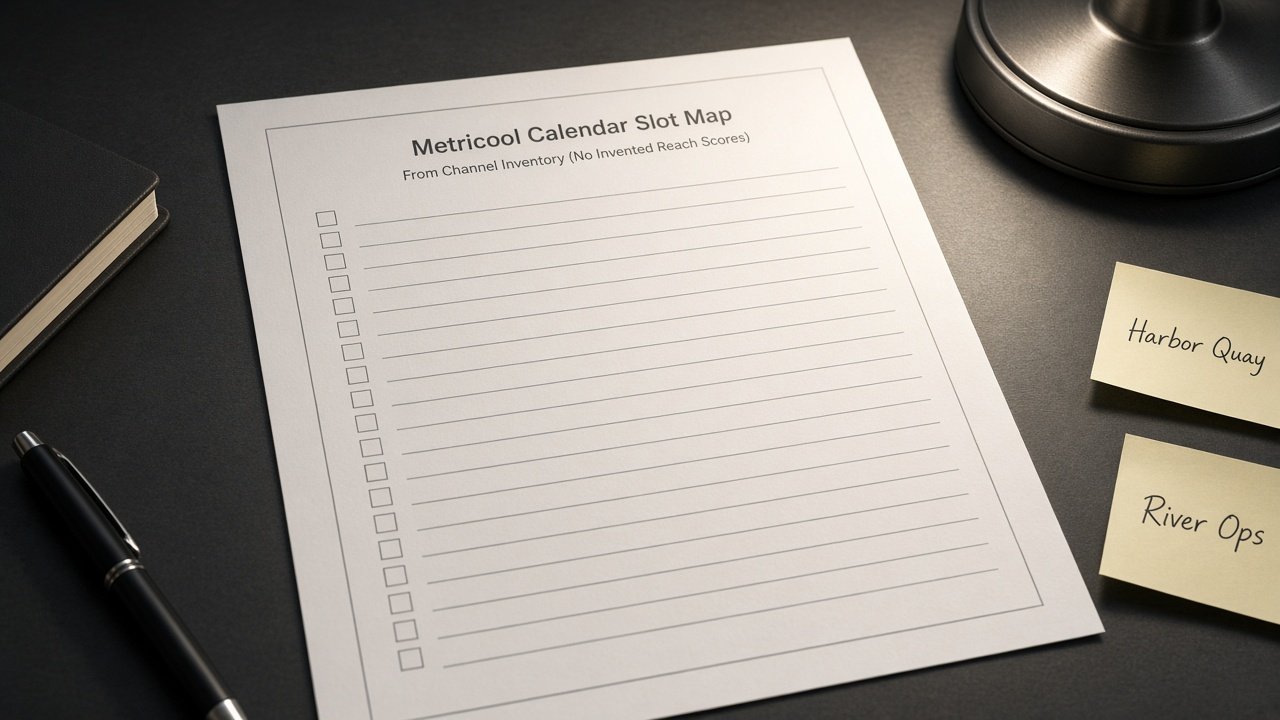How to Use: Metricool Calendar Slot Map from Channel Inventory (No Invented Reach Scores)