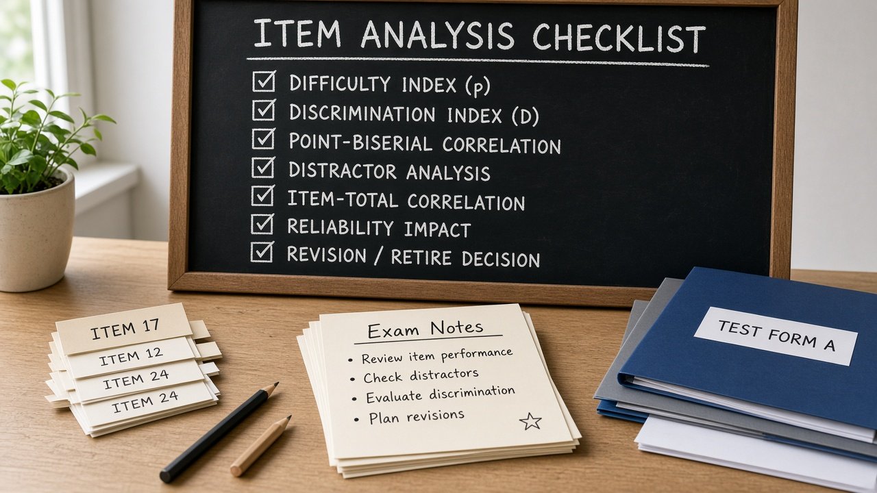 Blackboard Item Analysis Checklist from Exam Notes (No Invented Score Averages) - Result